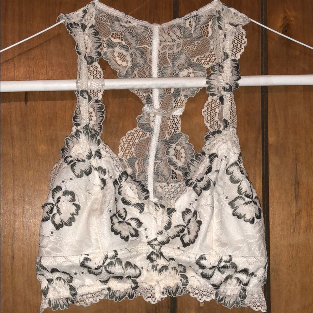 LA HEARTS CREME AND GREY BRALETTE XS